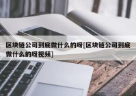 区块链公司到底做什么的呀[区块链公司到底做什么的呀视频]